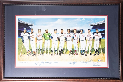 500 Home Run Club Multi-Signed Lithograph With 12 Signatures Framed 35x52 Display (Beckett)